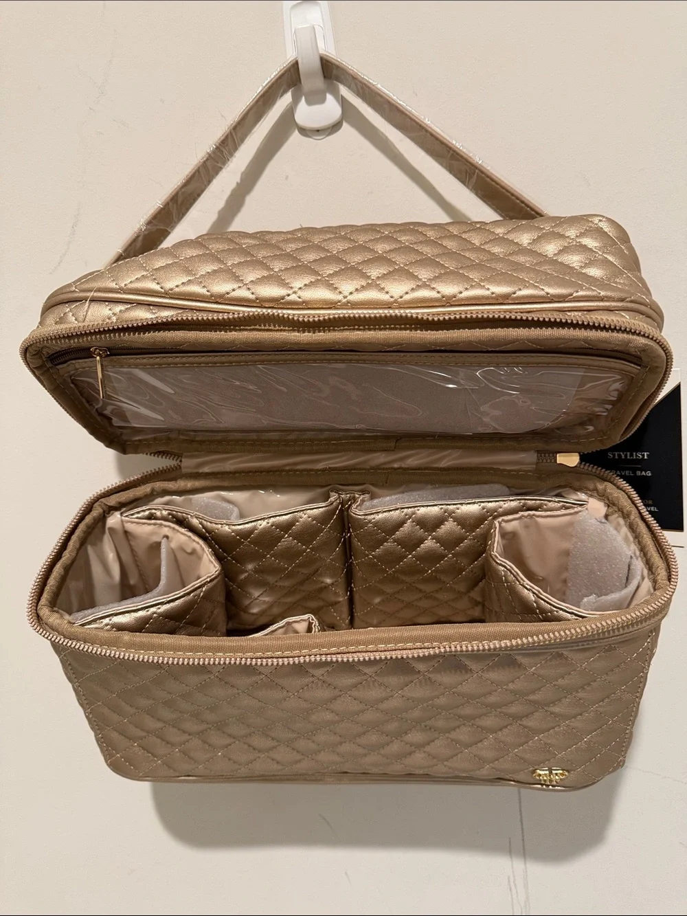 PurseN Quilted Metallic Taupe Cosmetic Case New with Tags